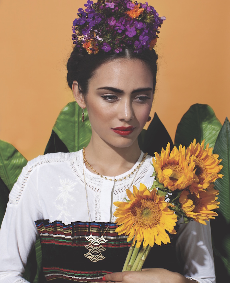 Blossom gold flowers necklace by Shlomit Ofir