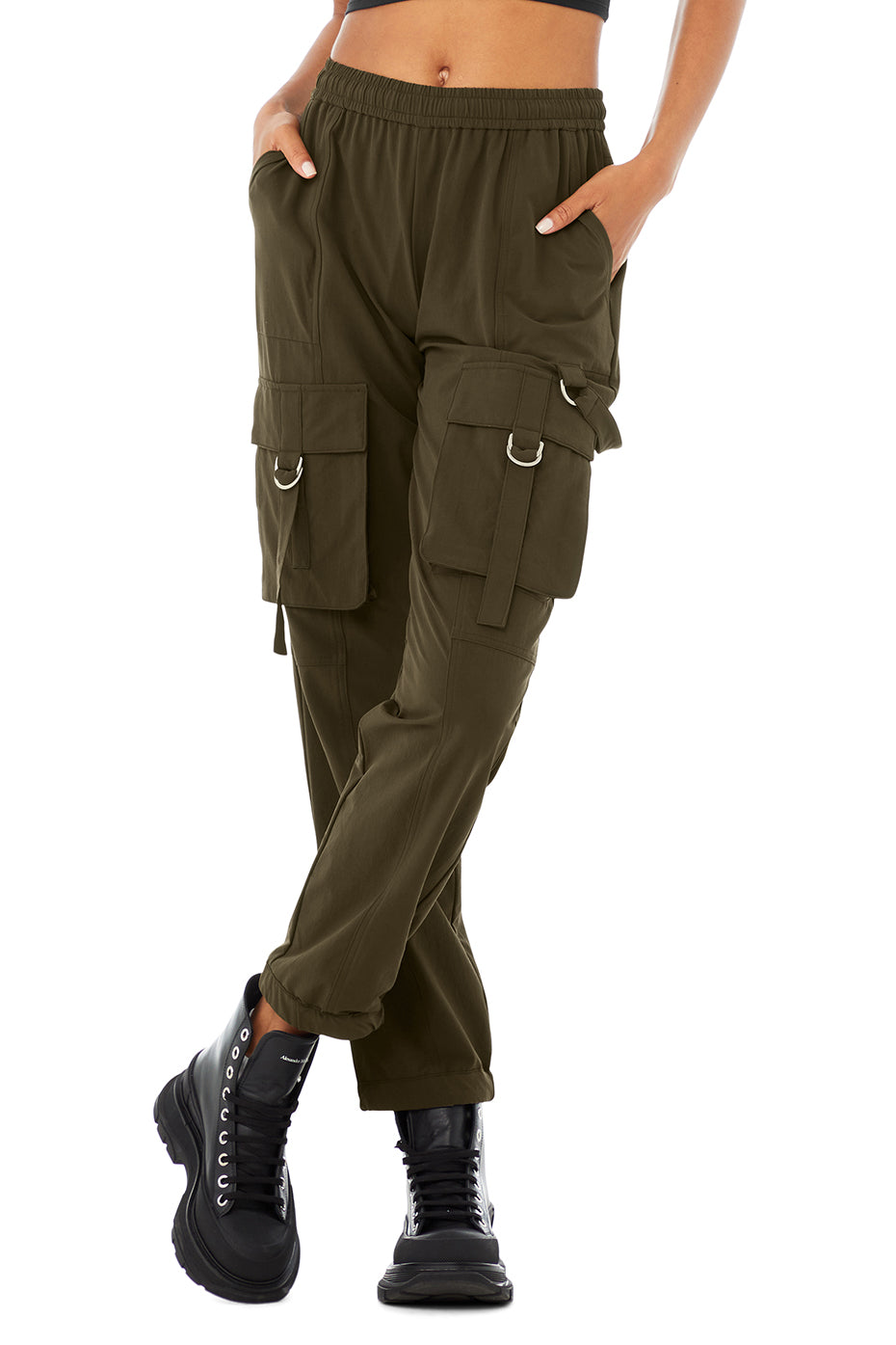 High-Waist City Wise Cargo Pants in Dark Olive by Alo Yoga