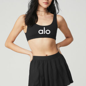 Amelia Luxe Long Sleeve Crop Top in Black by Alo Yoga