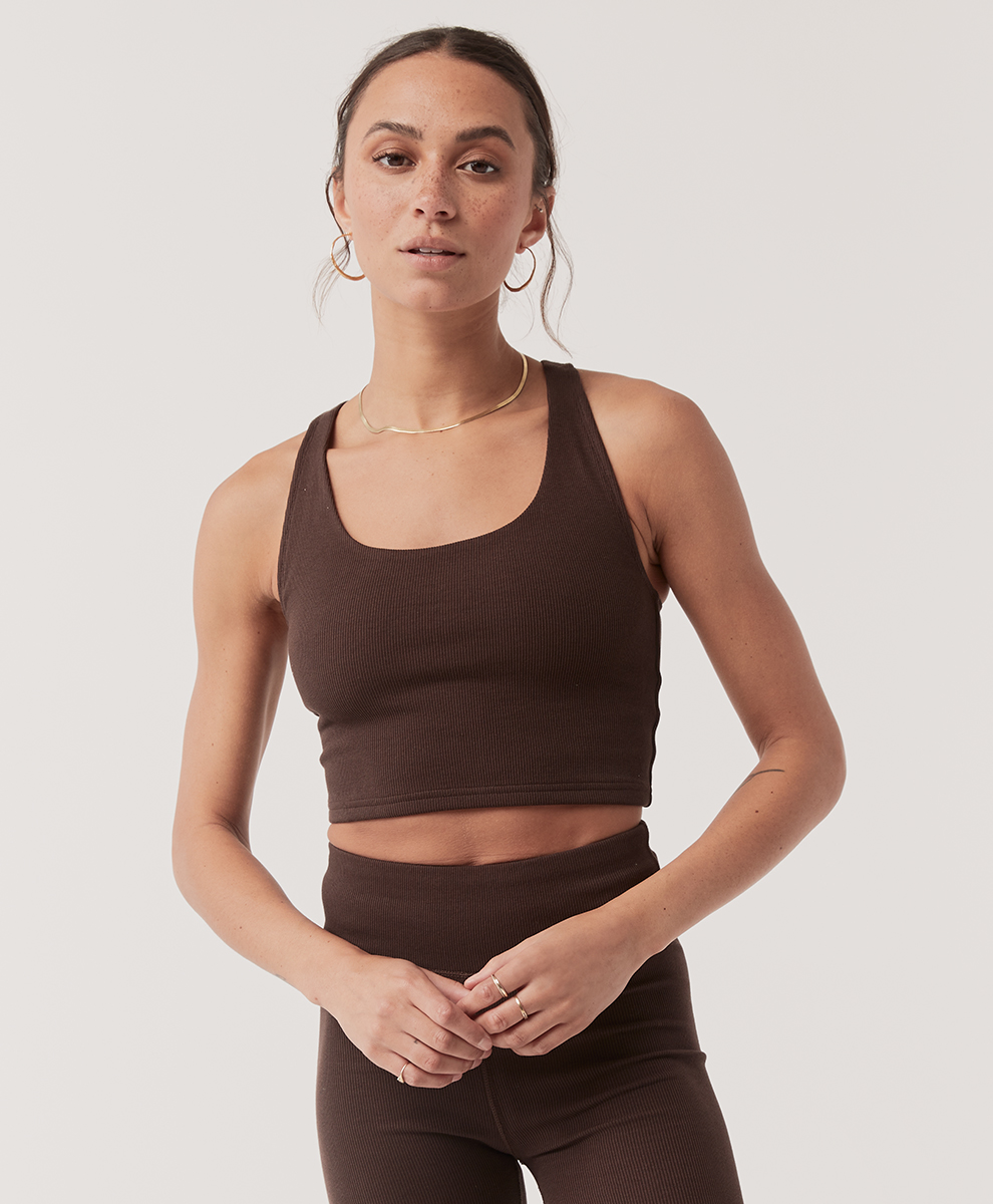 Women's Chocolate Ribbed Bra Top by Pact Apparel - International