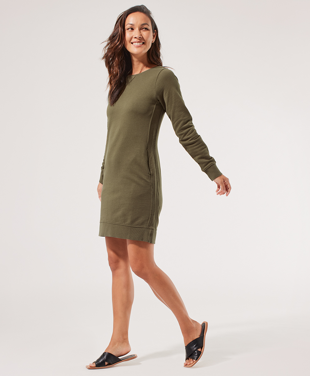 Women's Army Green Essential Vintage Sweatshirt Dress by Pact