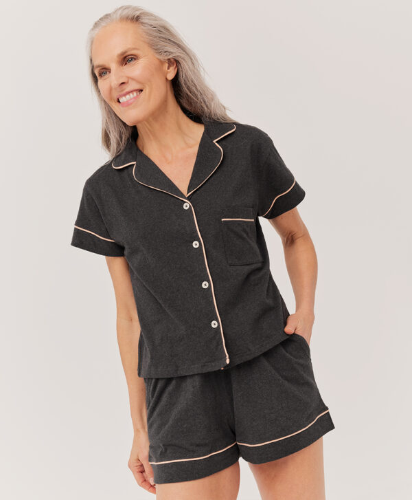 PACT Apparel | Women's Charcoal Heather All Ease Sleep Short Sleeve Top